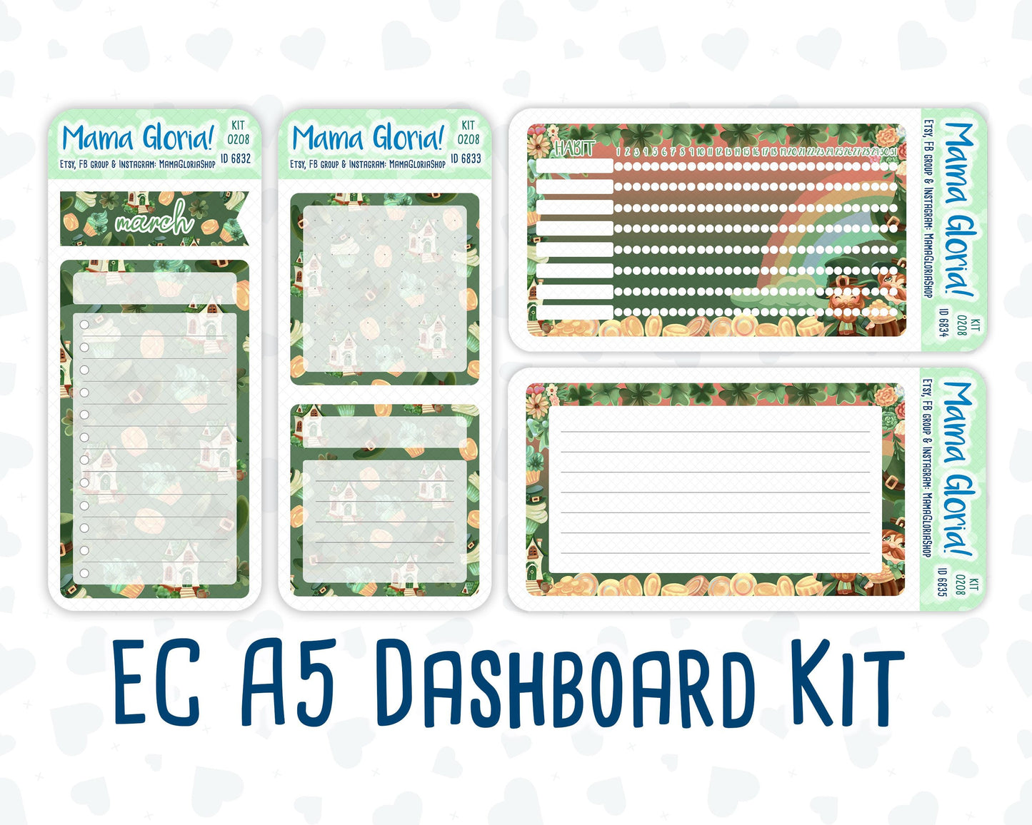 Kit 0208- A5 - Shamrock Lane - March - Notes Pages - Dashboard Kit - Productivity Page