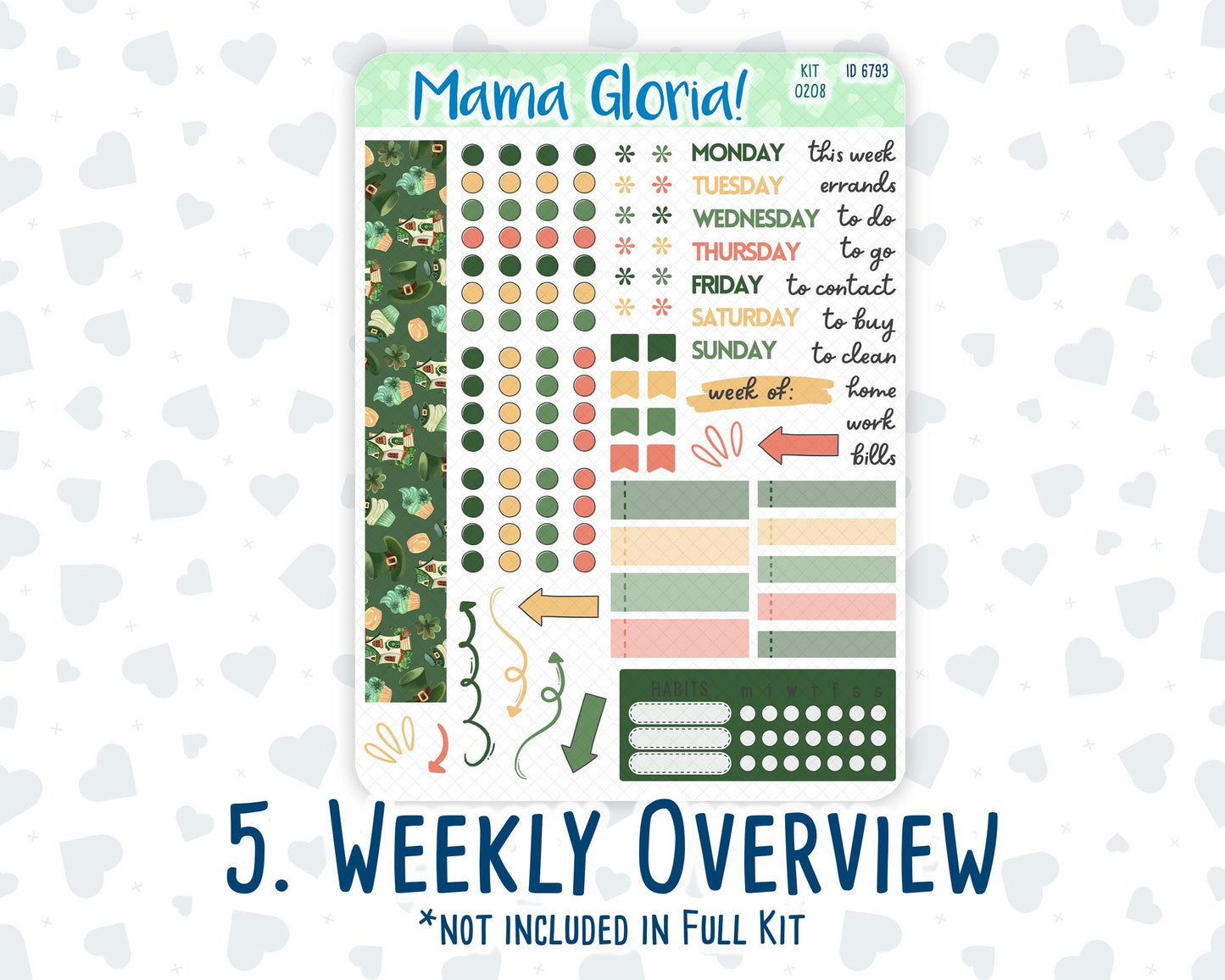 Kit 0208- A5 Daily Duo - Shamrock Lane - March -Planner