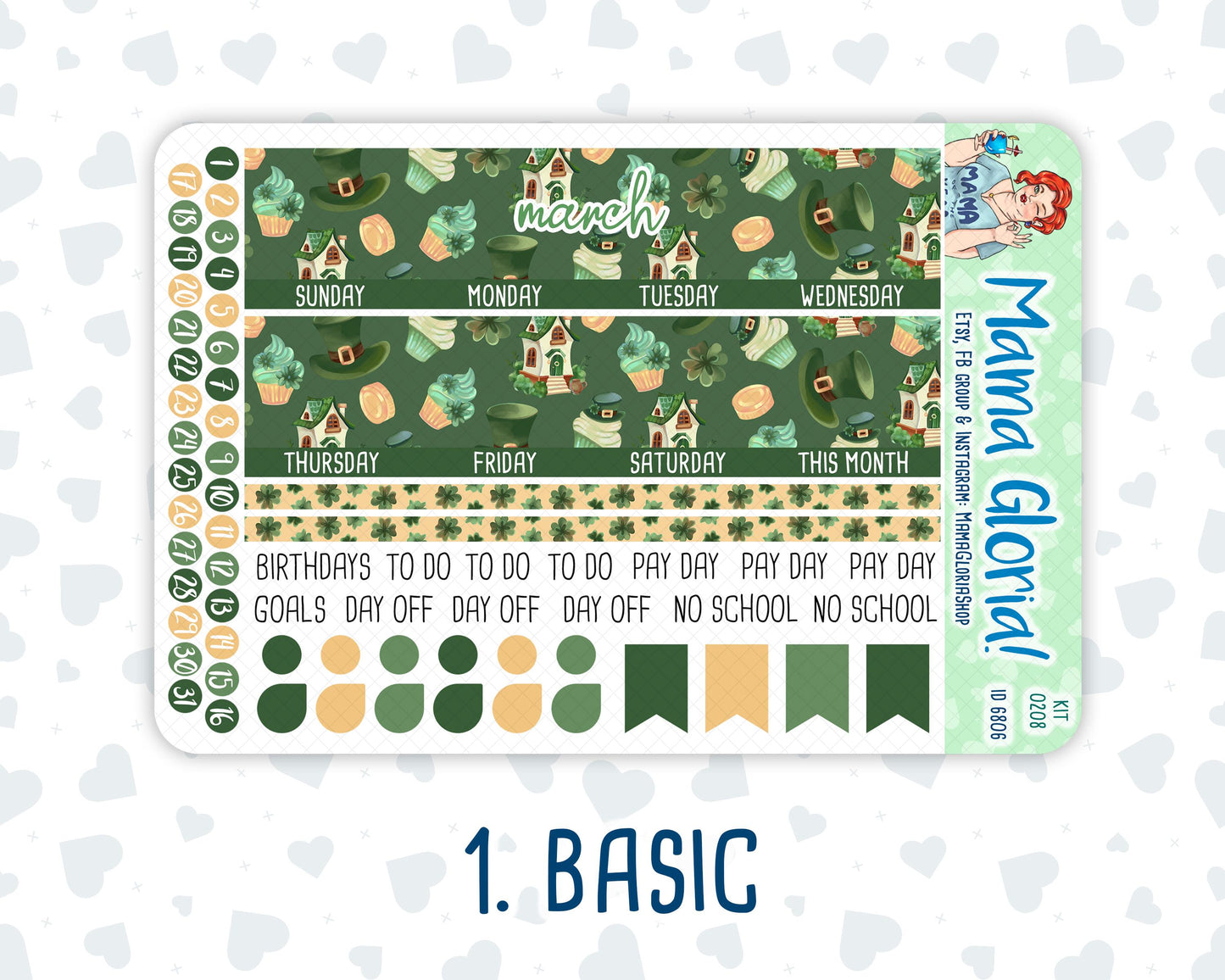 Kit 0208 -A5 -Monthly - Shamrock Lane- March - Kit