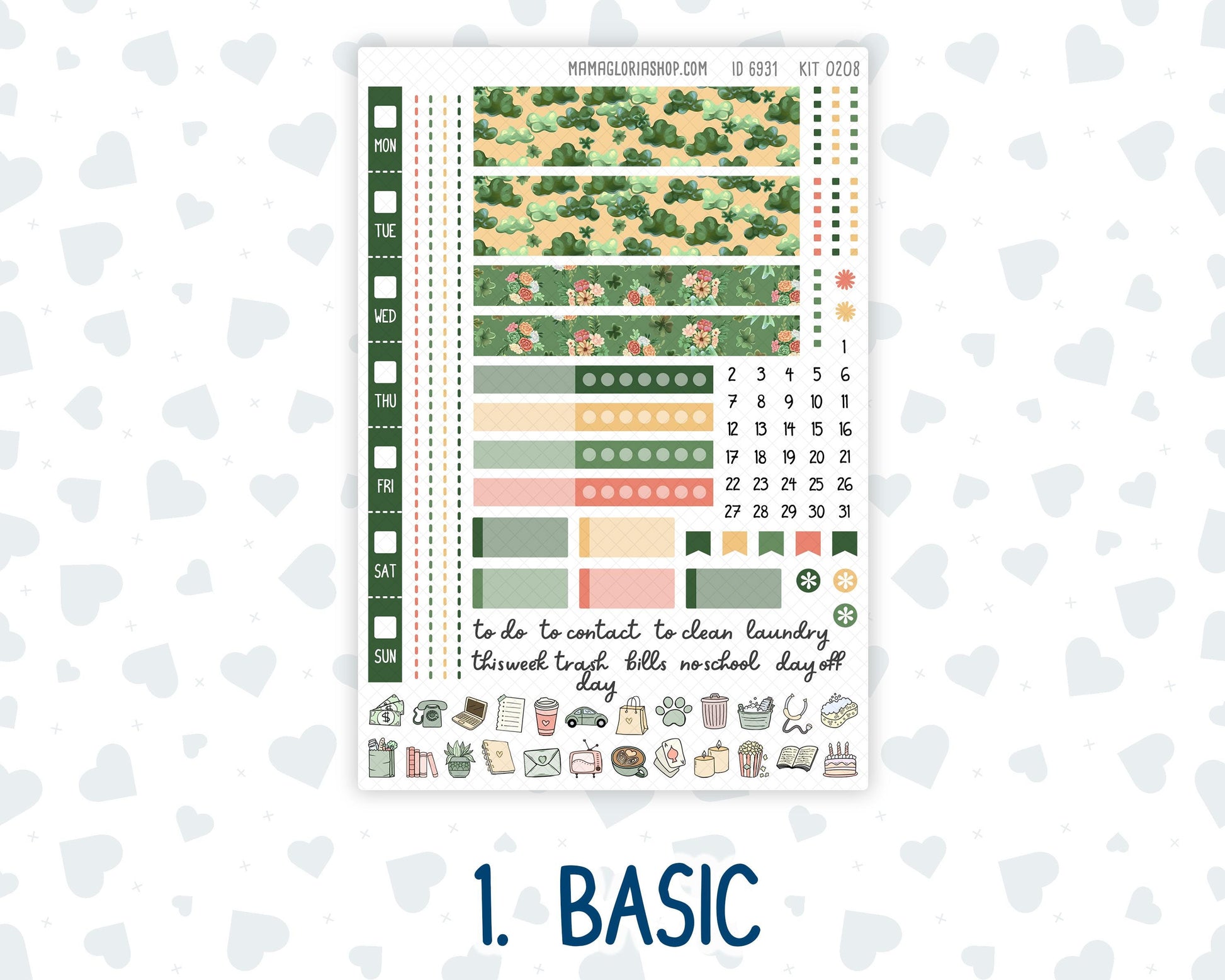 Kit 0208 Hobonichi Weeks – Weekly Kit - Shamrock Lane- March