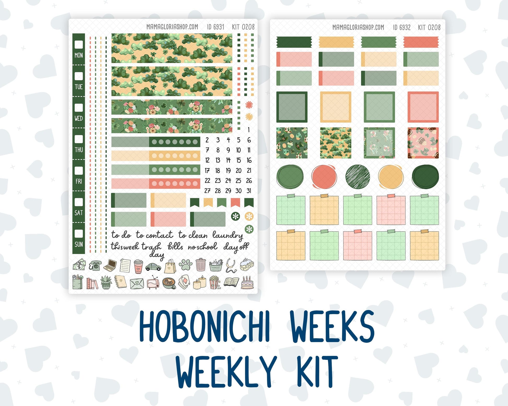 Kit 0208 Hobonichi Weeks – Weekly Kit - Shamrock Lane- March