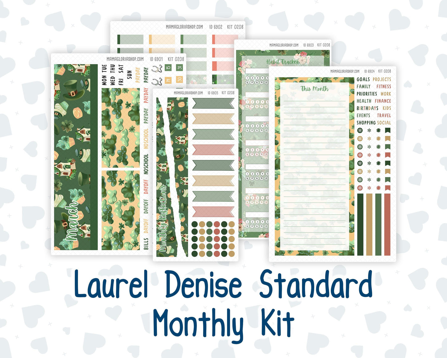 Kit 0208 Laurel Denise Standard Size – Monthly - Shamrock Lane - March