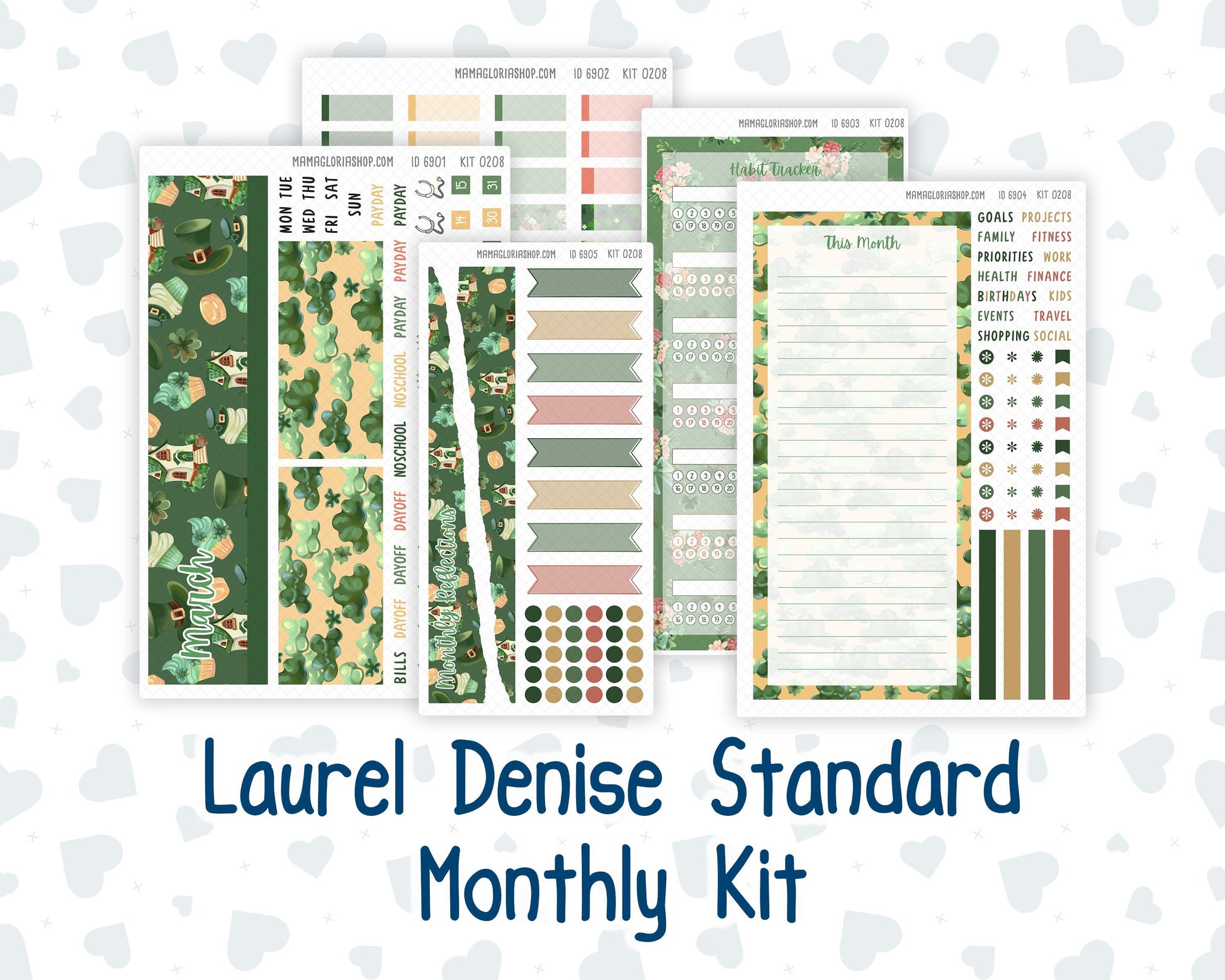 Kit 0208 Laurel Denise Standard Size – Monthly - Shamrock Lane - March