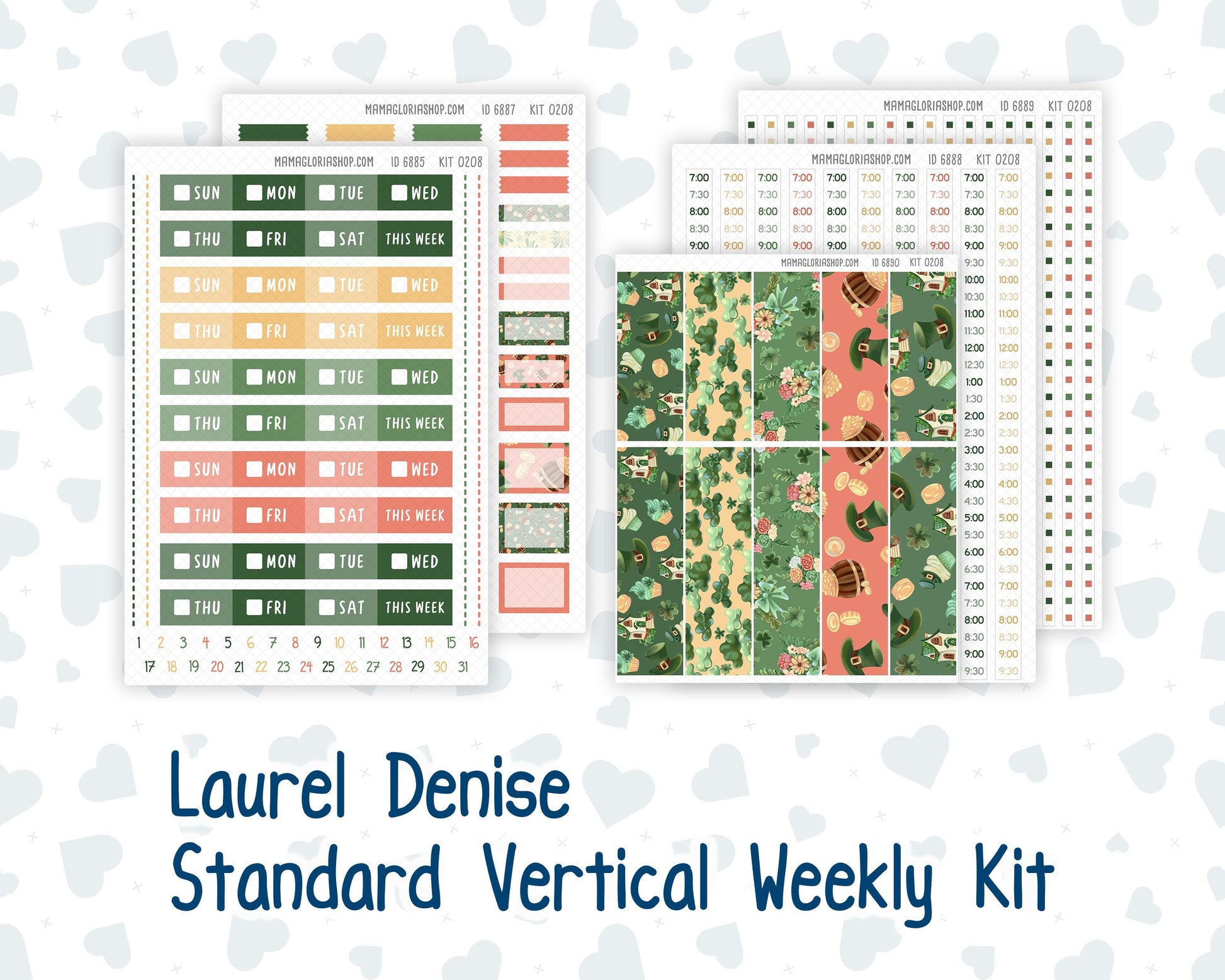 Kit 0208 Laurel Denise Standard Size – Weekly - Vertical Layout - Shamrock Lane - March