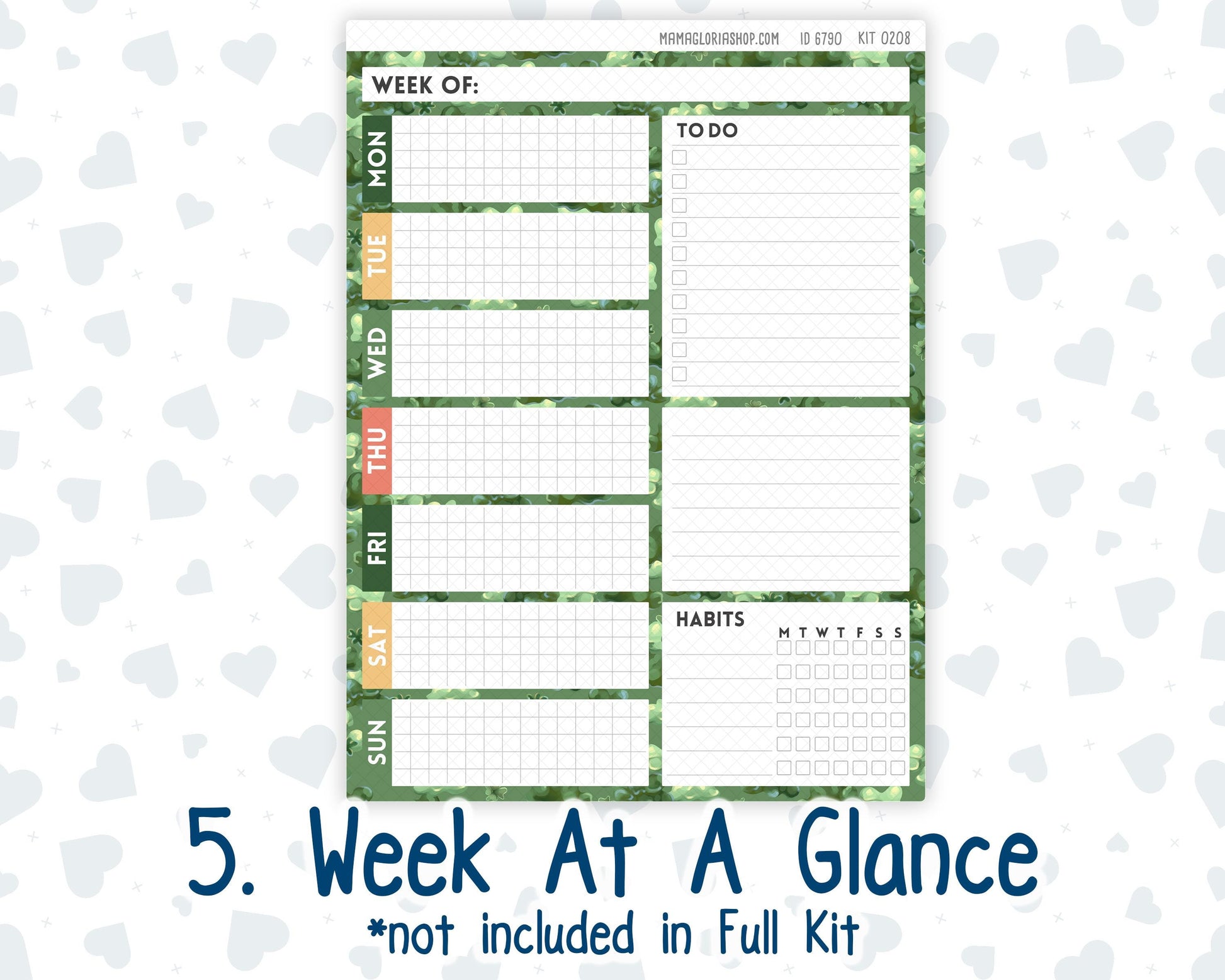 Kit 0208- 7x9 Plum Paper Daily - Shamrock Lane - Planner - March