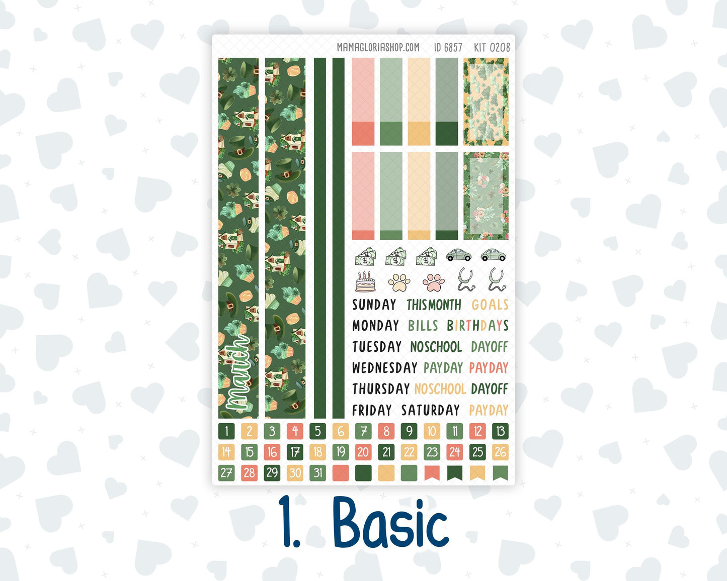 Kit 0208 Plum Paper 7x9 – Monthly - Shamrock Lane - March