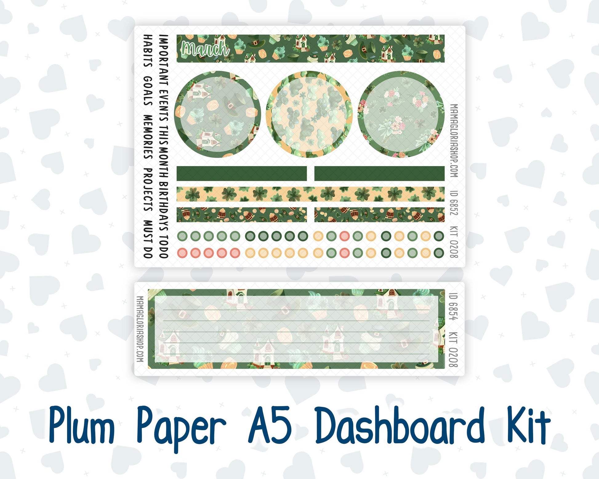 Kit 0208 Plum Paper A5– Dashboard - Shamrock Lane - March