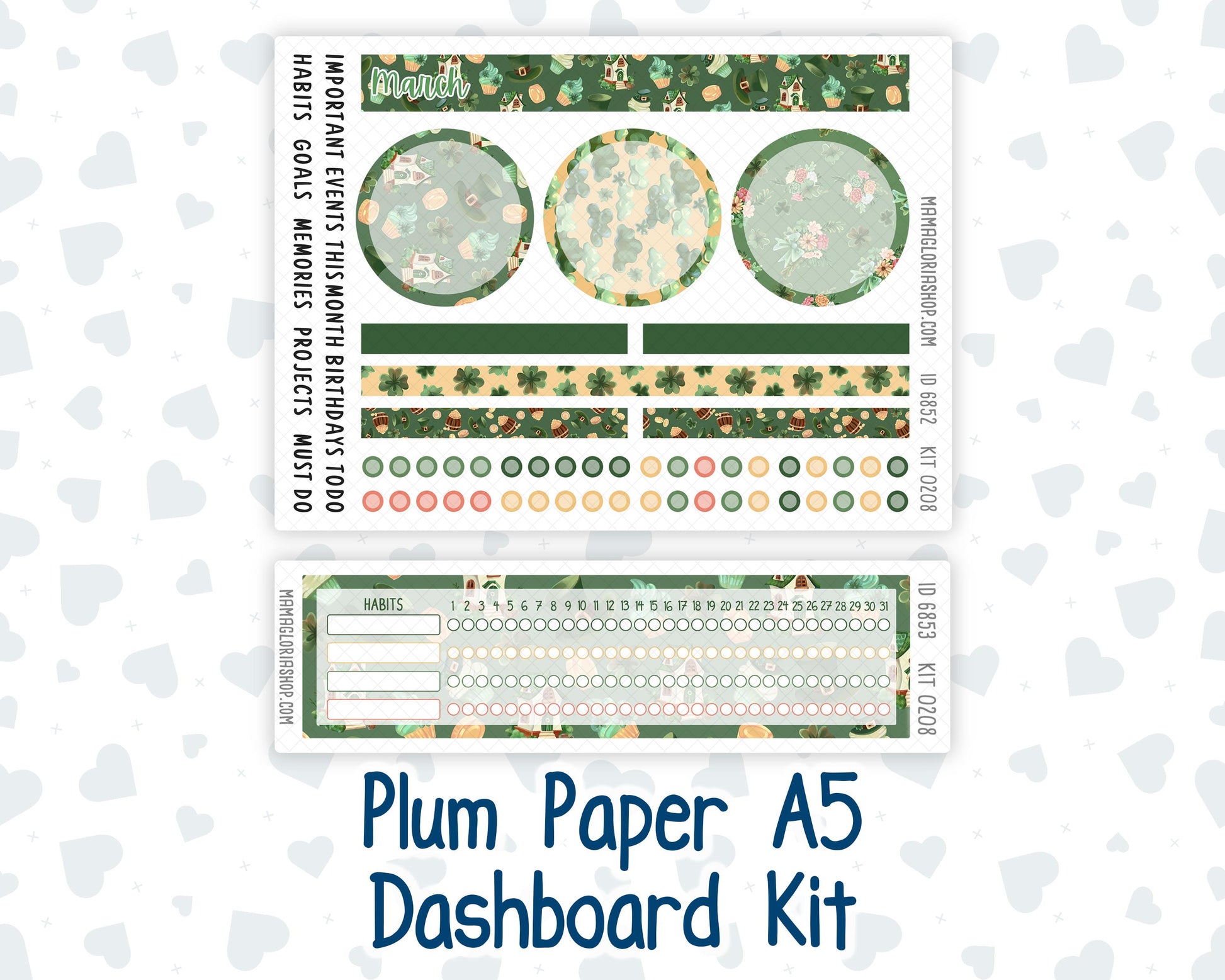 Kit 0208 Plum Paper A5– Dashboard - Shamrock Lane - March