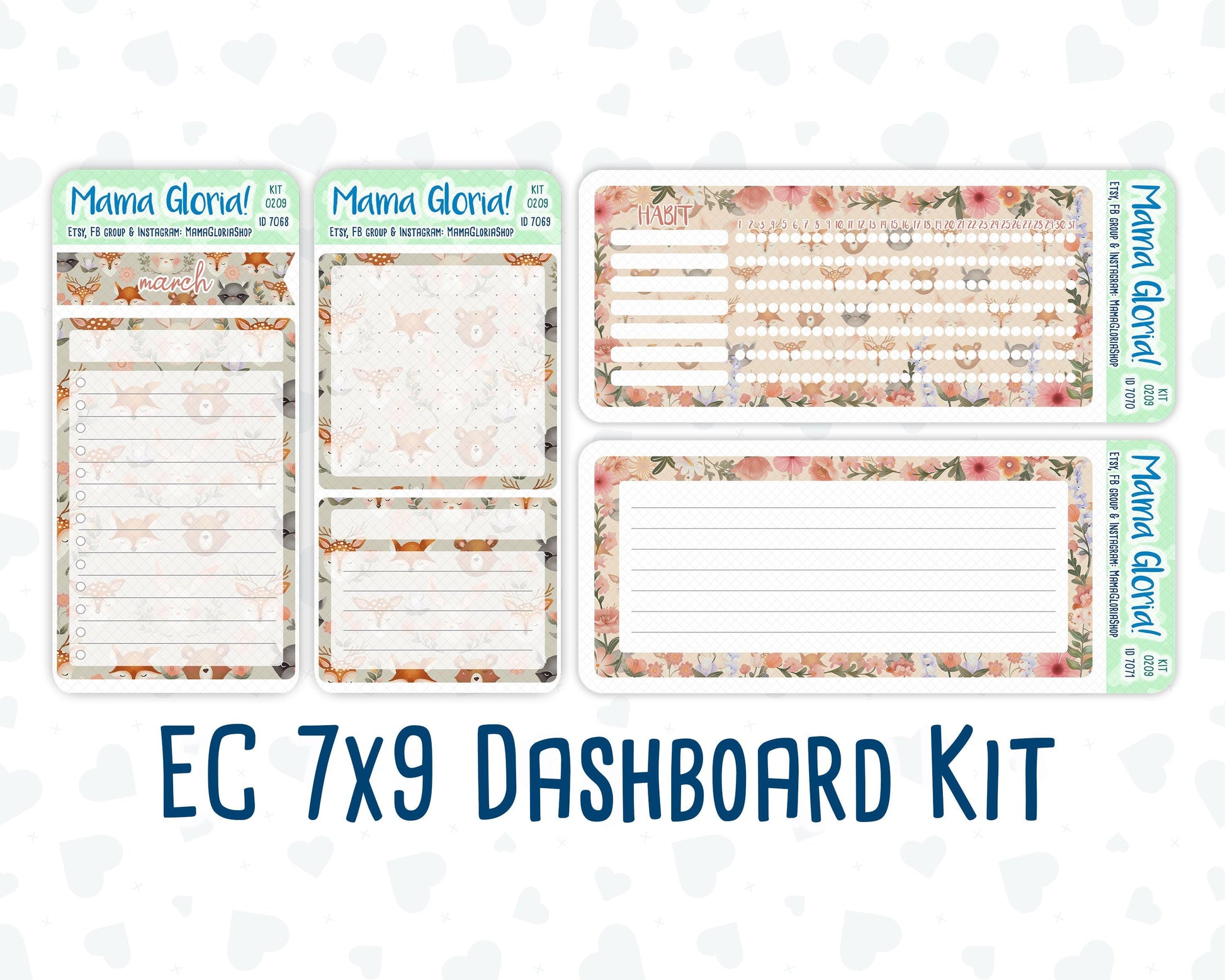 Kit 0209- 7x9 - Forest Friends - March- Notes Pages - Dashboard Kit - Productivity Page