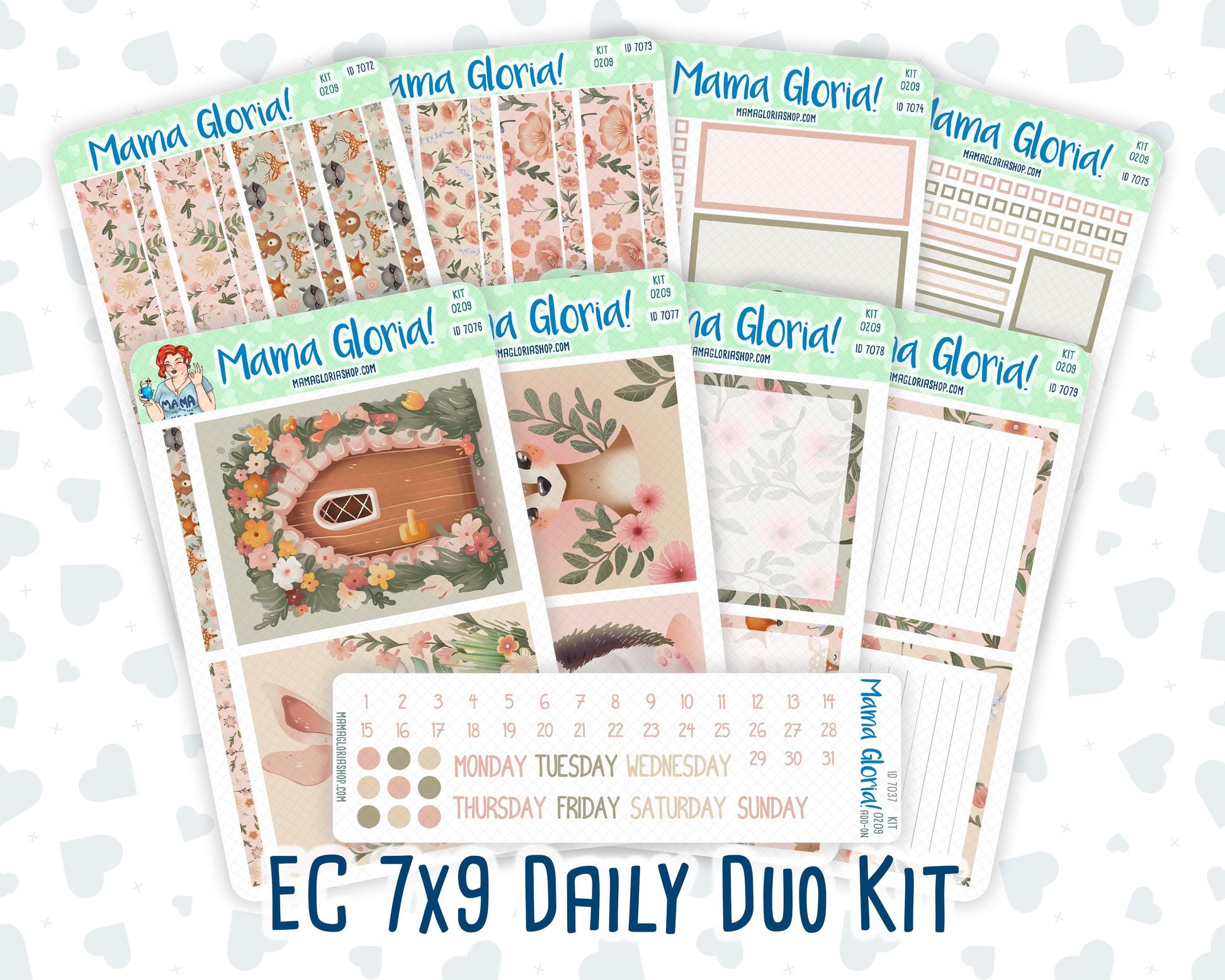 Kit 0209- 7x9 Daily Duo - Forest Friends - March - Planner