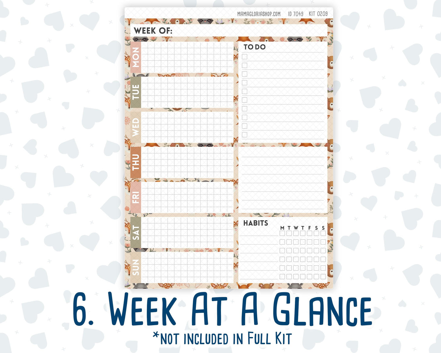 Kit 0209- 7x9 Daily Duo - Forest Friends - March - Planner