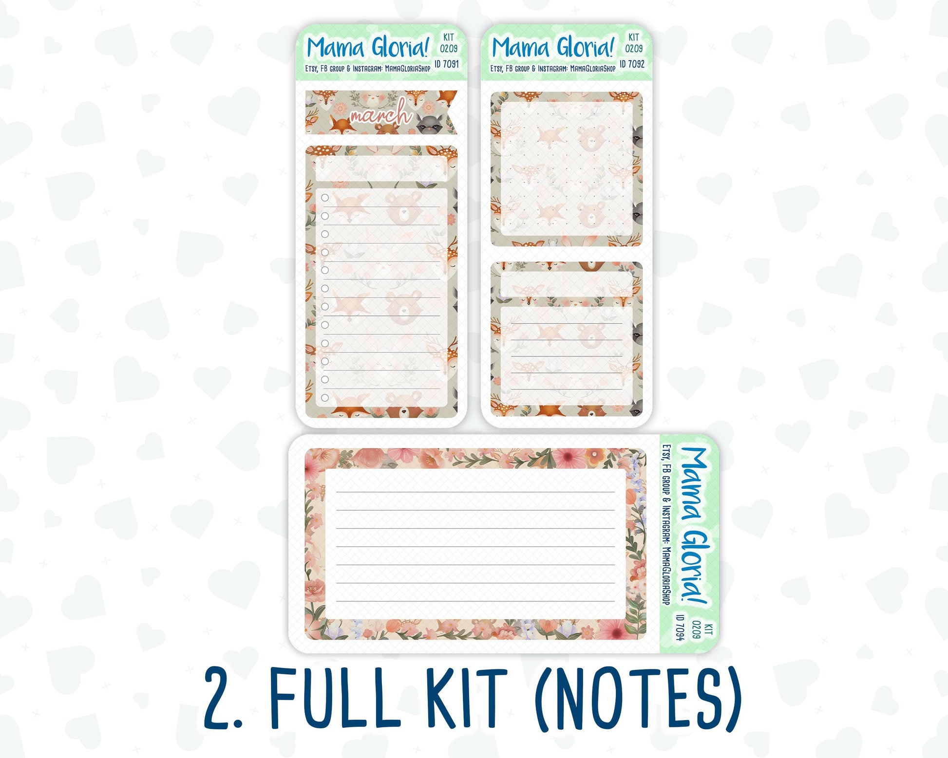 Kit 0209- A5 - Forest Friends - March - Notes Pages - Dashboard Kit - Productivity Page