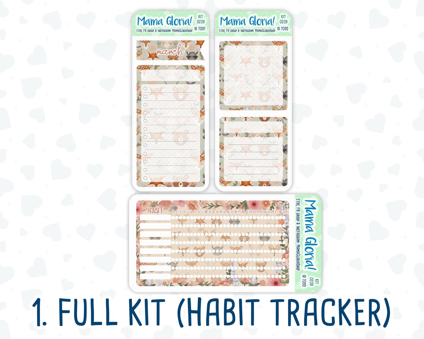 Kit 0209- A5 - Forest Friends - March - Notes Pages - Dashboard Kit - Productivity Page