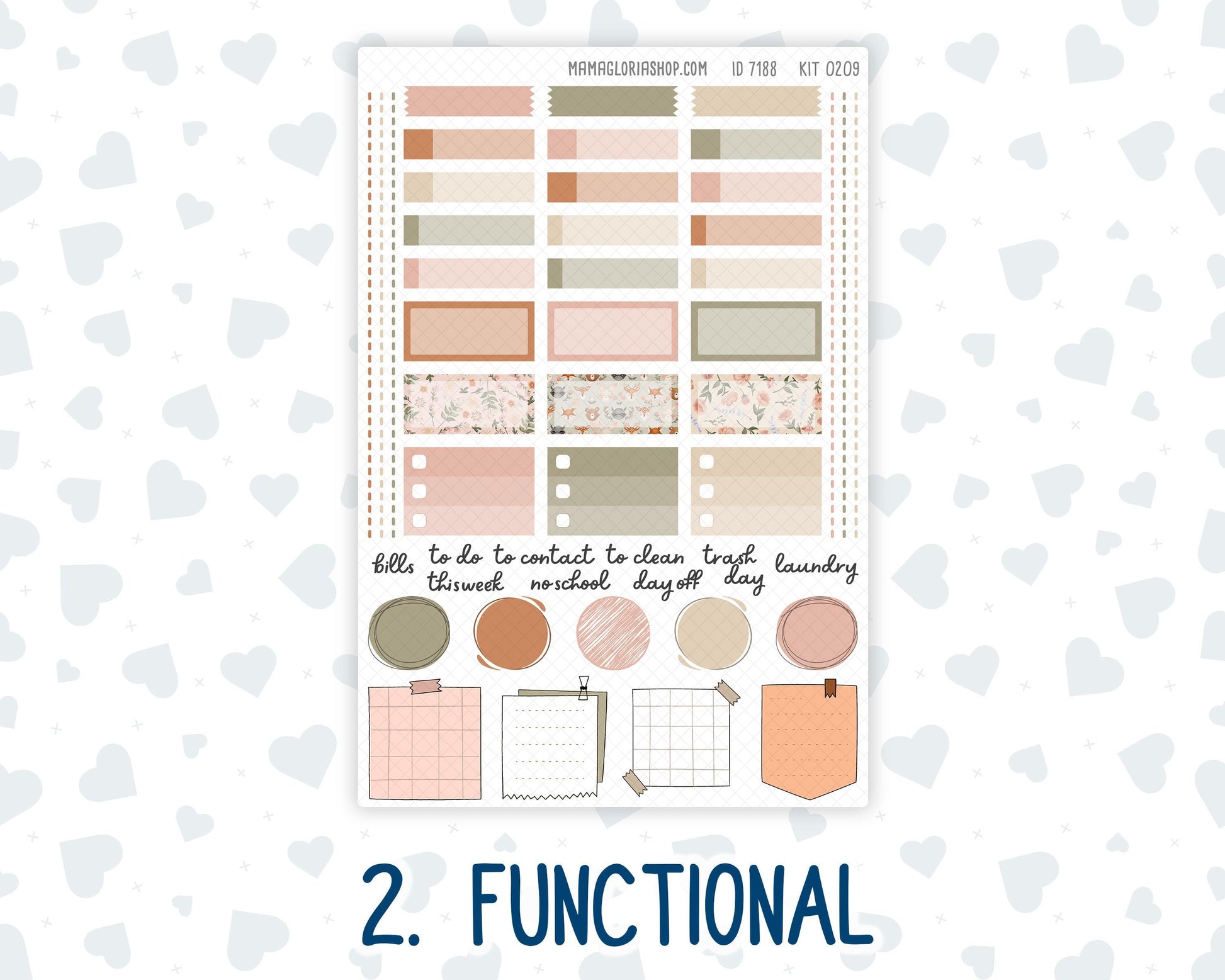 Kit 0209 Hobonichi Cousin – Weekly Kit – 1.3” Wide Columns - Forest Friends- March