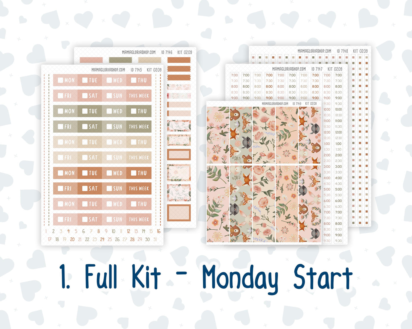 Kit 0209 Laurel Denise Standard Size – Weekly - Vertical Layout - Forest Friends - March