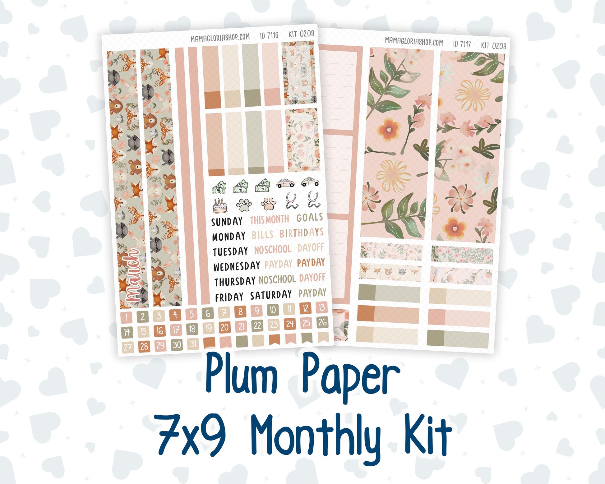 Kit 0209 Plum Paper 7x9 – Monthly - Forest Friends - March