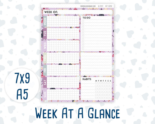 Kit 0210- Week At A Glance - Paris Dream - March - For 7x9 & A5 Planners - Notebooks