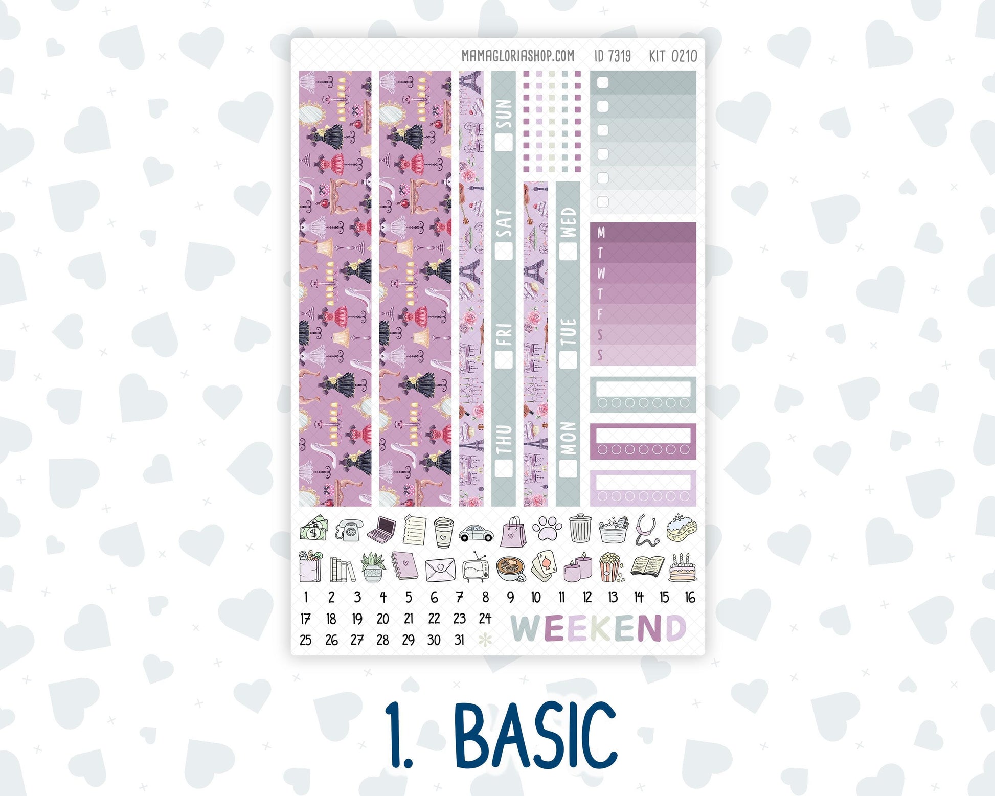 Kit 0210 Hobonichi Cousin – Weekly Kit – 1.3” Wide Columns - Paris Dream- March