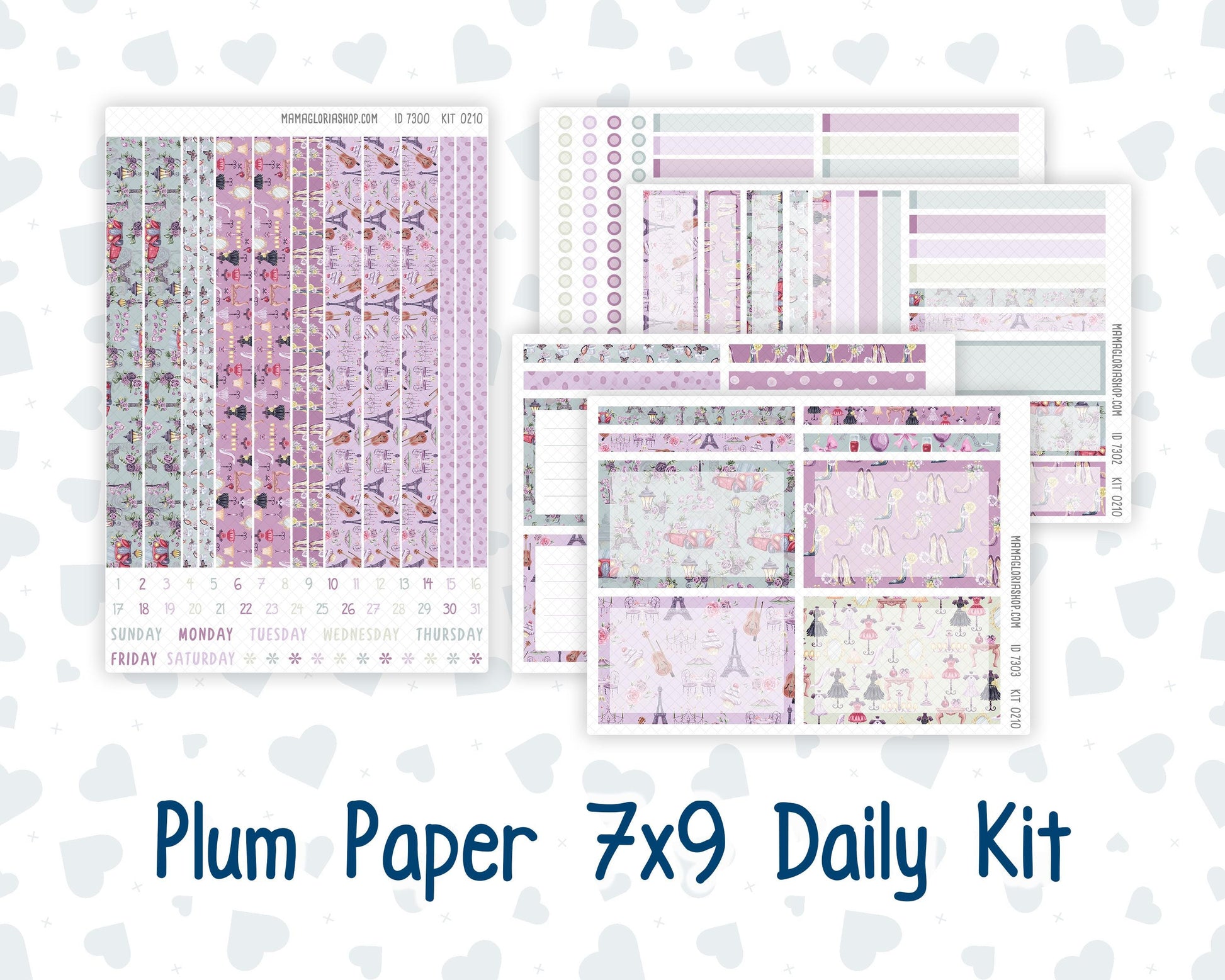 Kit 0210- 7x9 Plum Paper Daily - Paris Dream - Planner - March