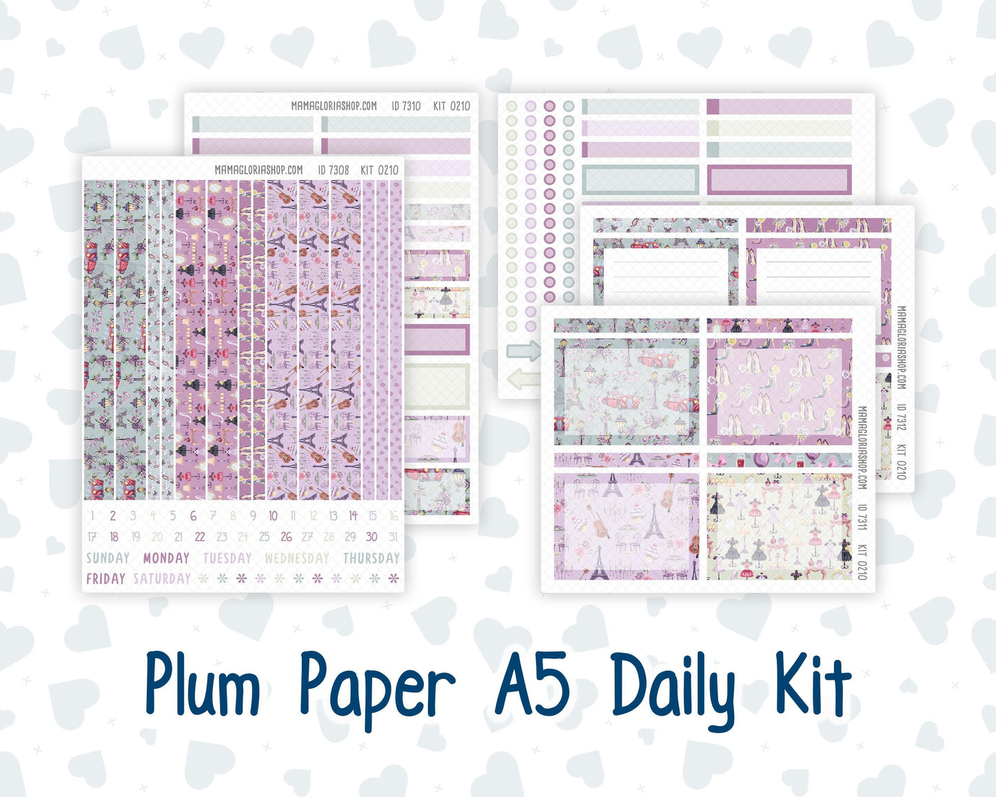 Kit 0210 A5 Plum Paper Daily - Paris Dream - Planner -March