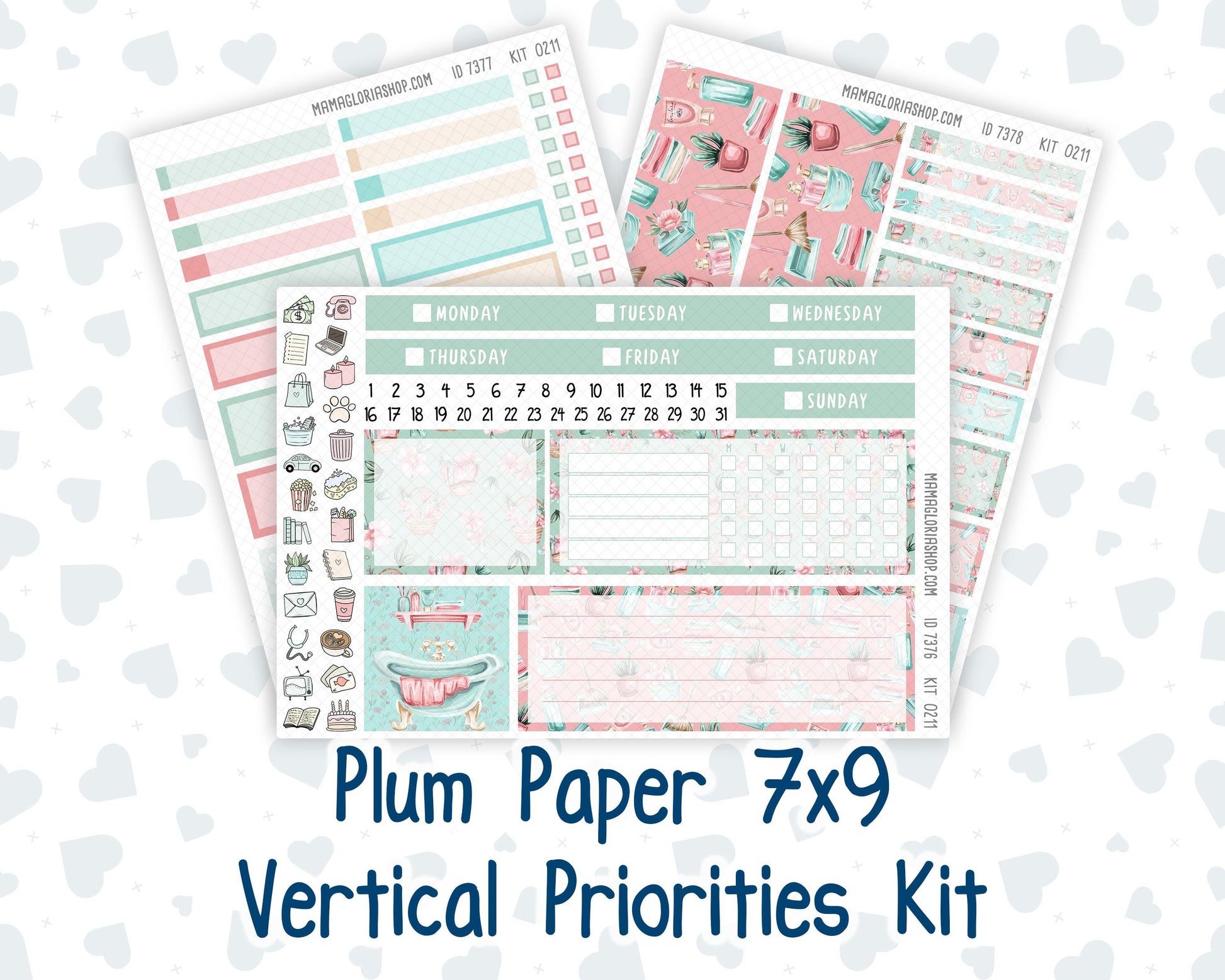 Kit 0211- 7x9 Plum Paper Vertical Priorities - Spring Chores - March