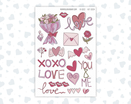 Kit 0204- Clipart - Valentines Garden - For Planners - Journals - February