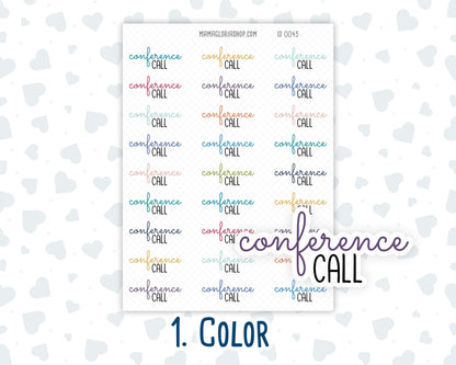 Conference Call - Text Stickers For Planners - Handwritten