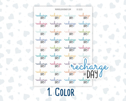 Recharge Day - Text Stickers For Planners - Handwritten