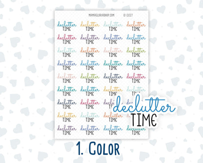 Declutter Time - Text Stickers For Planners - Handwritten