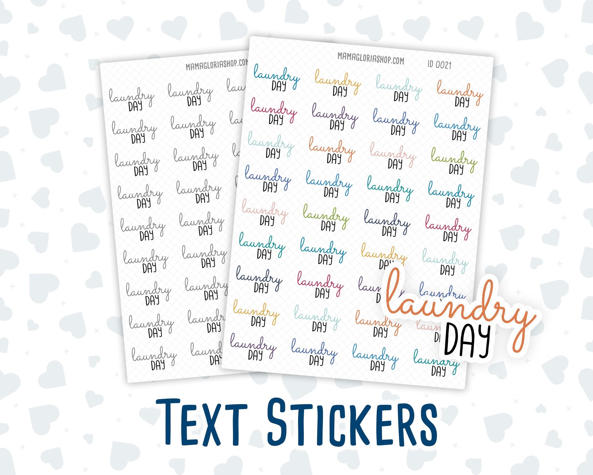 Laundry Day - Text Stickers For Planners - Handwritten