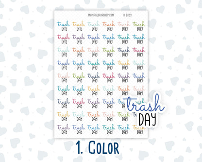 Trash Day - Text Stickers For Planners - Handwritten