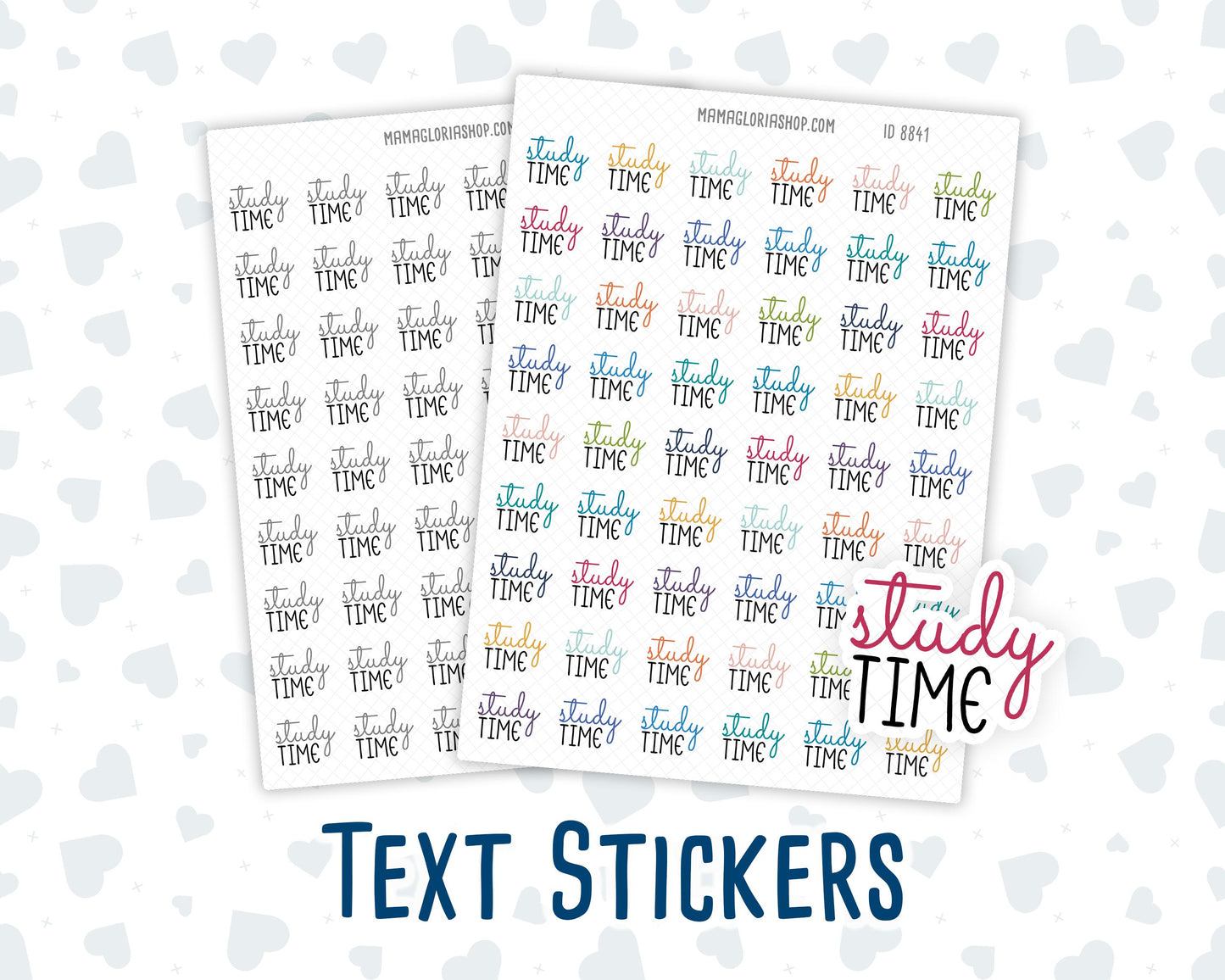 Study Time - Text Stickers For Planners - Handwritten