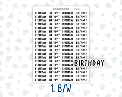 Birthday - Script Stickers For Planners - Headers