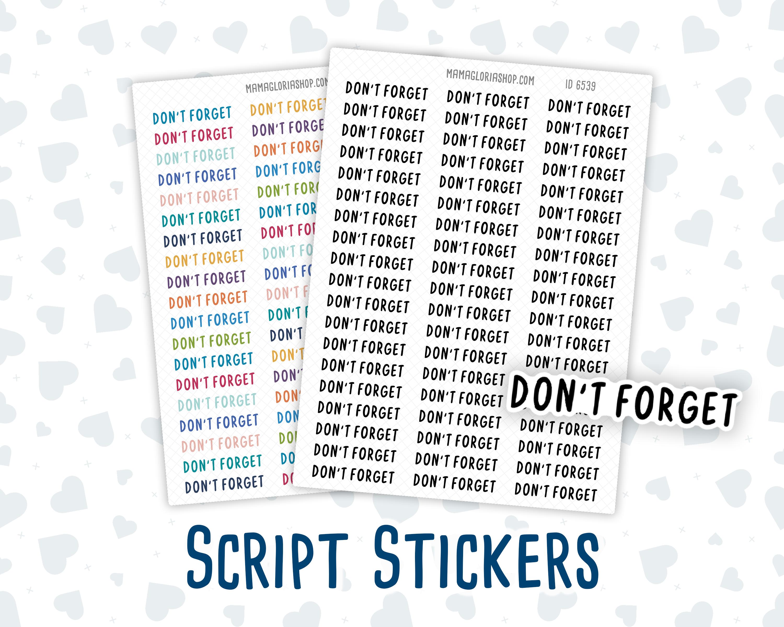 Don't Forget - Script Stickers For Planners - Headers – mamagloriashop