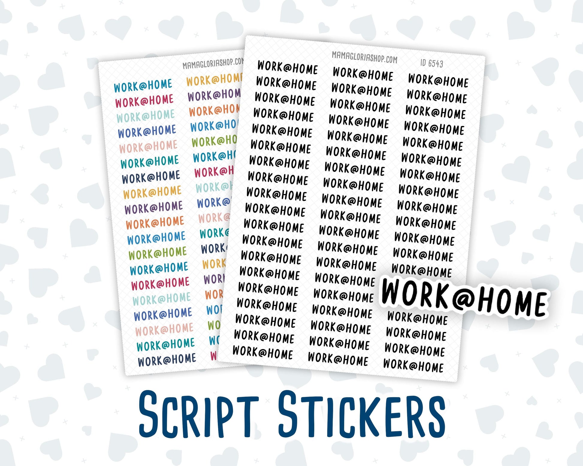 Work At Home - Script Stickers For Planners - Headers