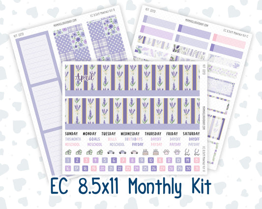 EC 8.5x11 Monthly - Kit 0213 - Provence - April- For Erin Condren Planners