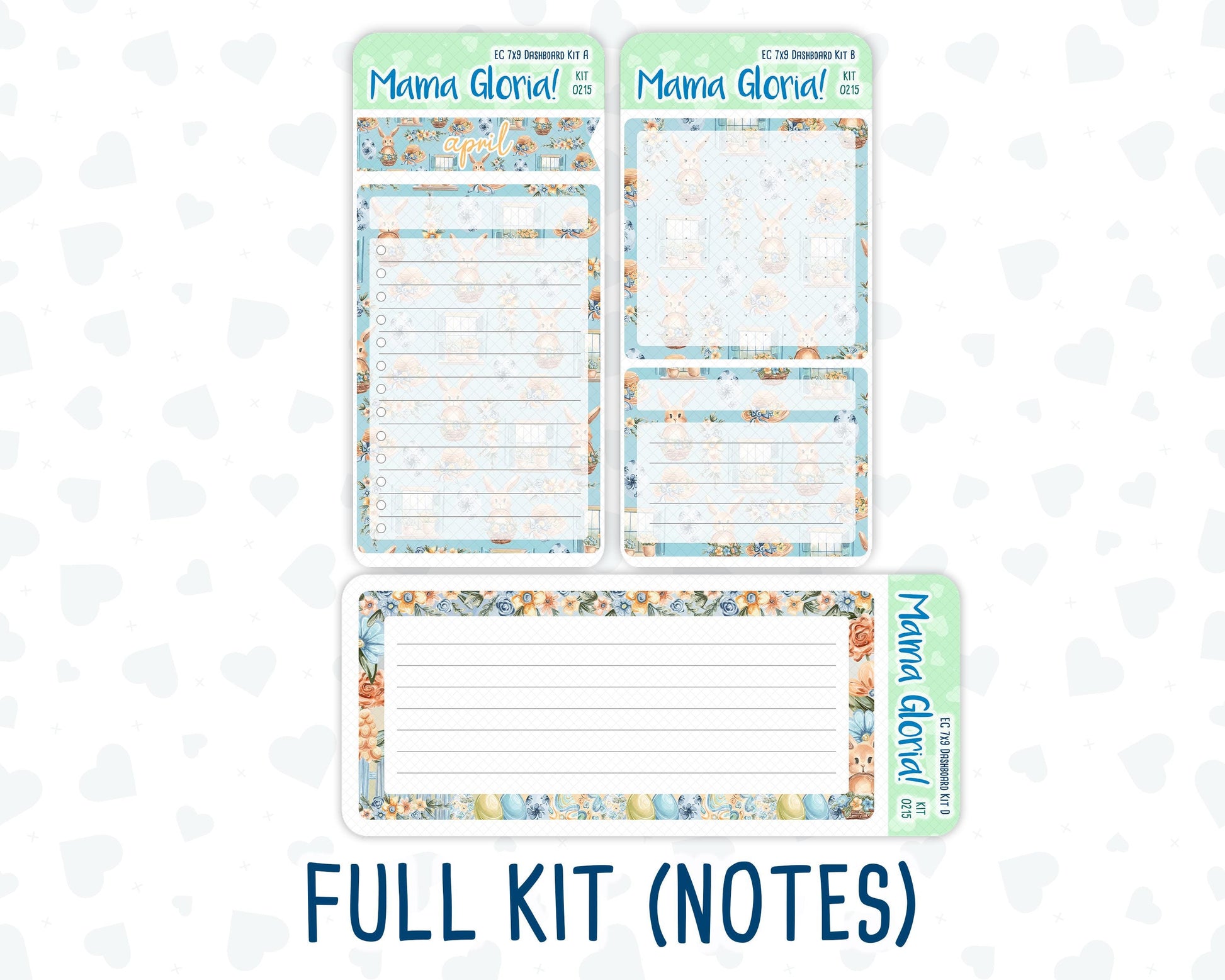 Kit 0215- 7x9 - Easter Morning- April- Notes Pages - Dashboard Kit - Productivity Page