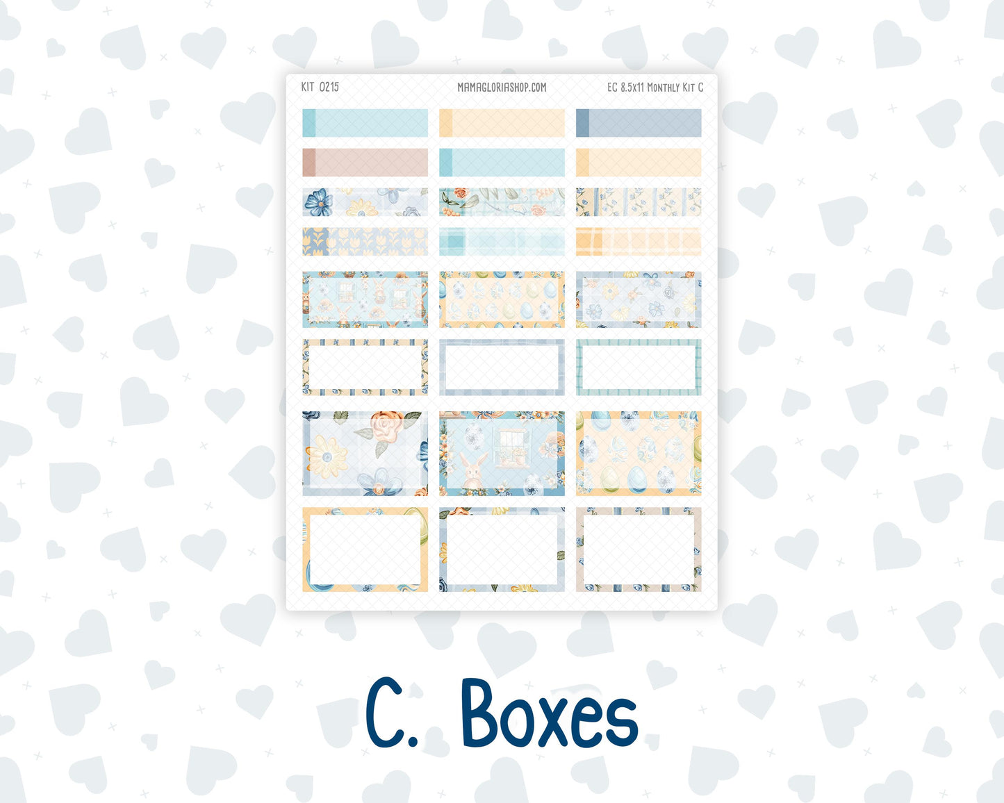 EC 8.5x11 Monthly - Kit 0215- Easter Morning- April- For Erin Condren Planners