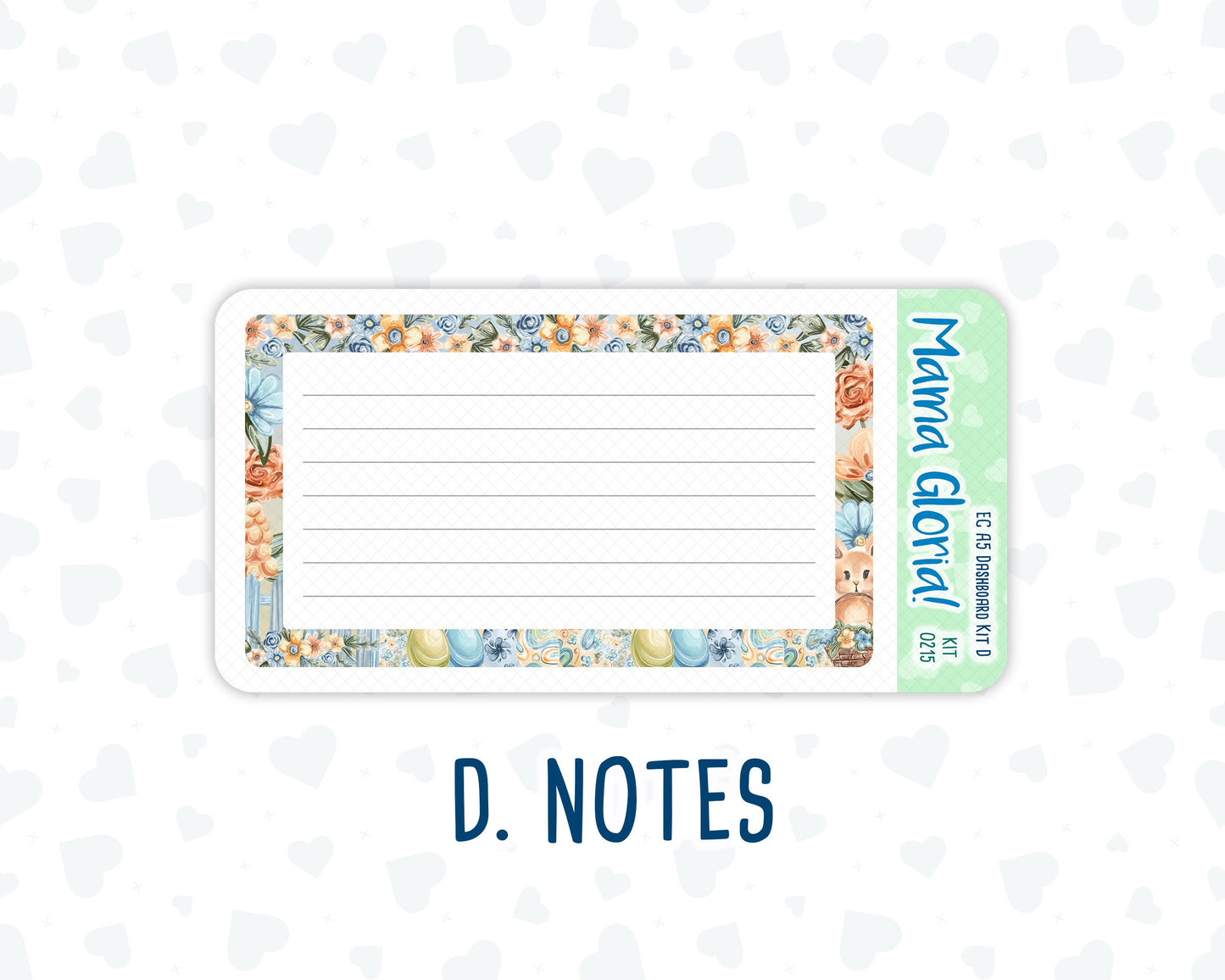 Kit 0215- A5 - Easter Morning- April- Notes Pages - Dashboard Kit - Productivity Page