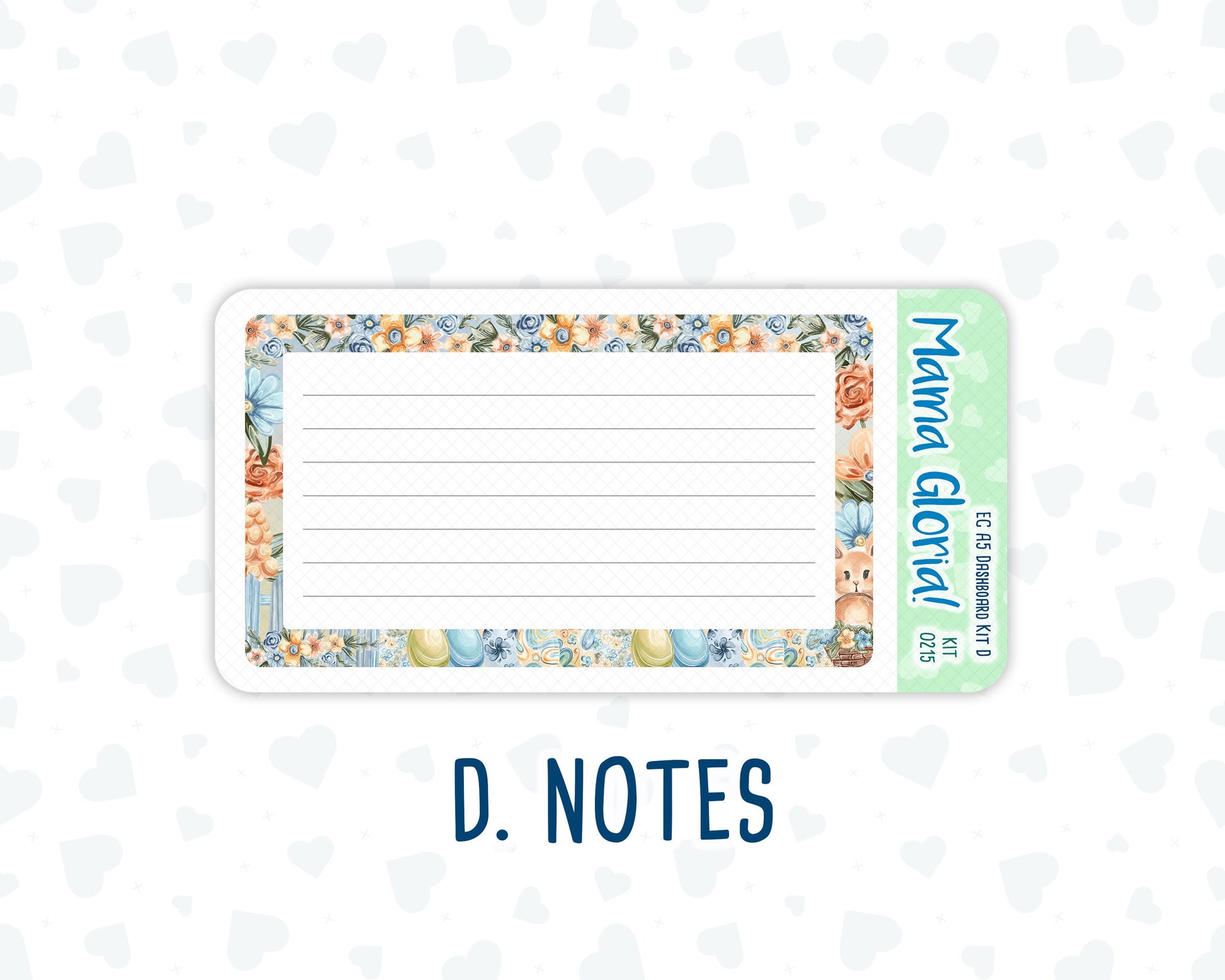 Kit 0215- A5 - Easter Morning- April- Notes Pages - Dashboard Kit - Productivity Page