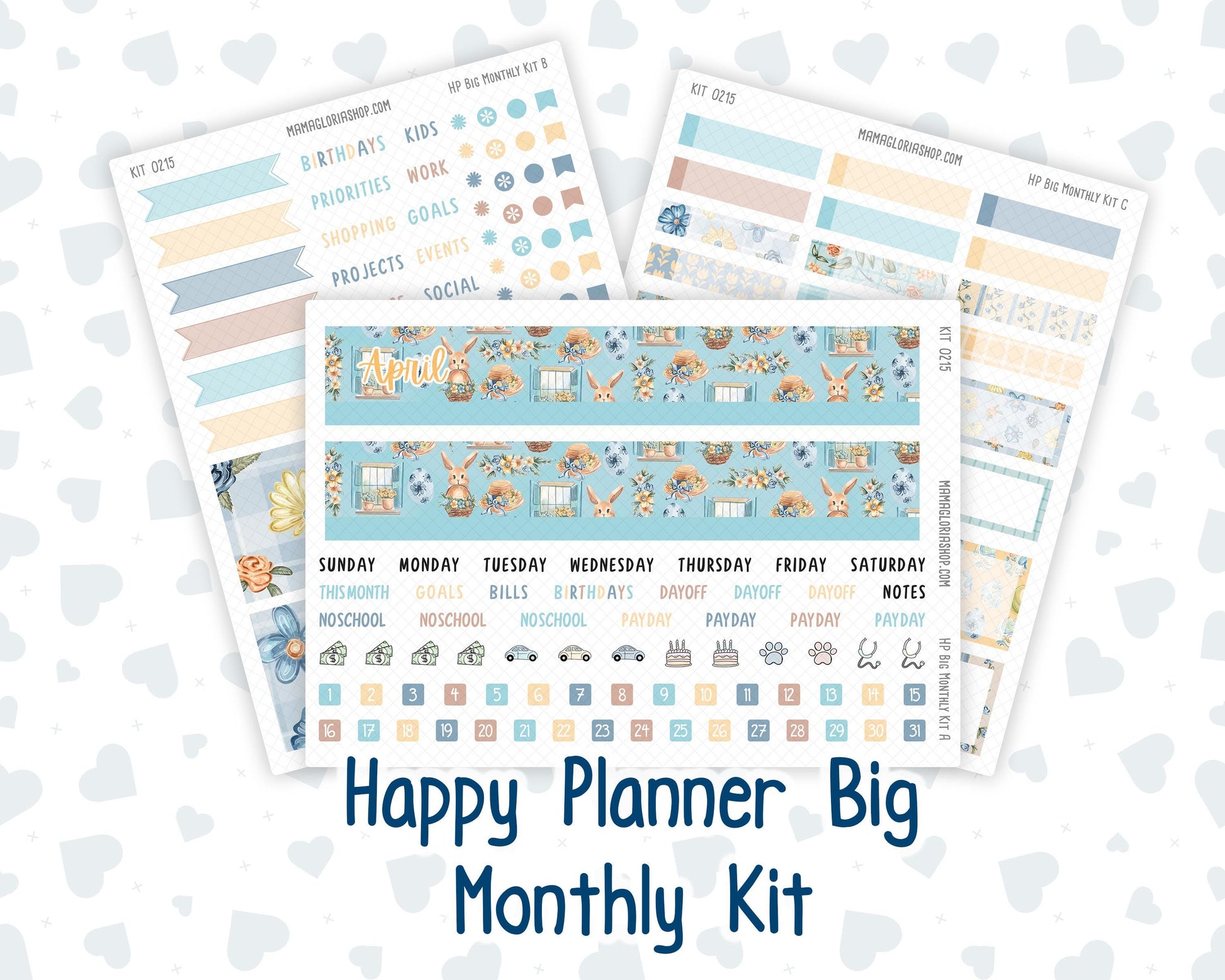 HP - Monthly - Kit 0215- Easter Morning- April- For Big Happy Planner