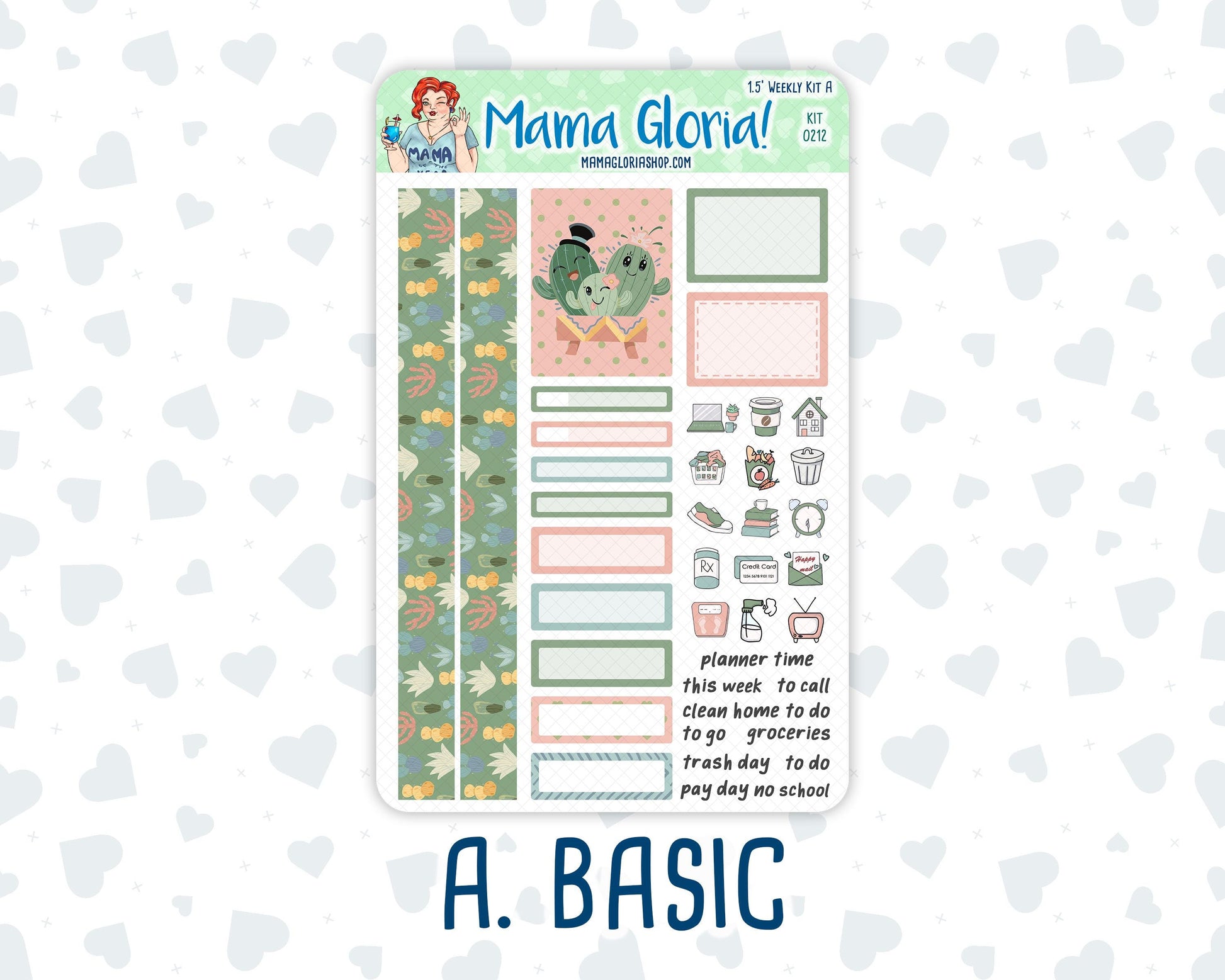 Kit 0212- 1.5" - Prickly And Pretty - April - Weekly Kit For Vertical and Hourly Planners