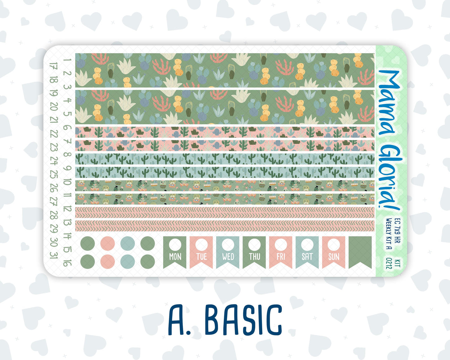 Kit 0212-7x9 - Prickly And Pretty - Weekly Kit For EC Horizontal Planners - April