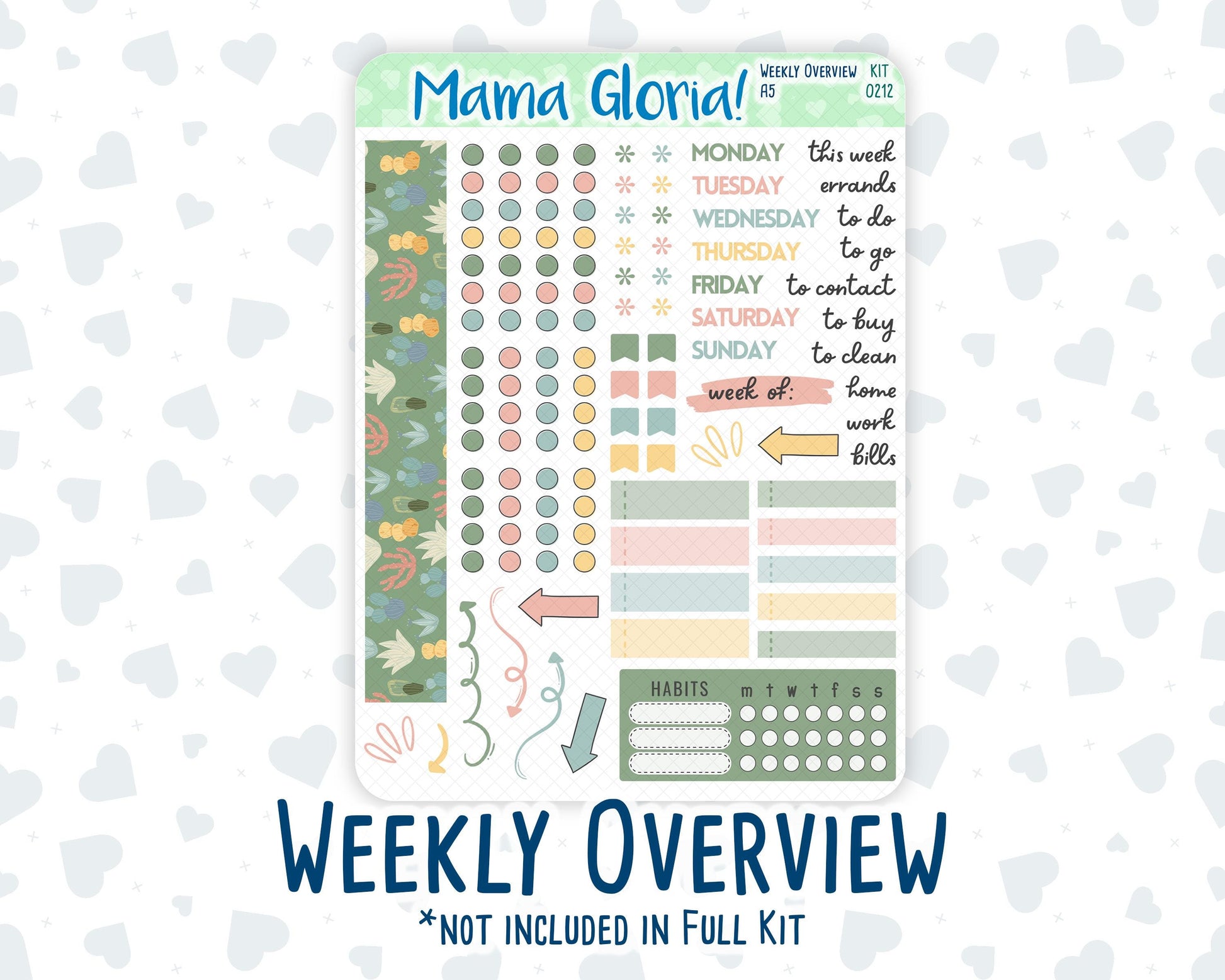 Kit 0212- A5 Daily Duo - Prickly And Pretty -April -Planner