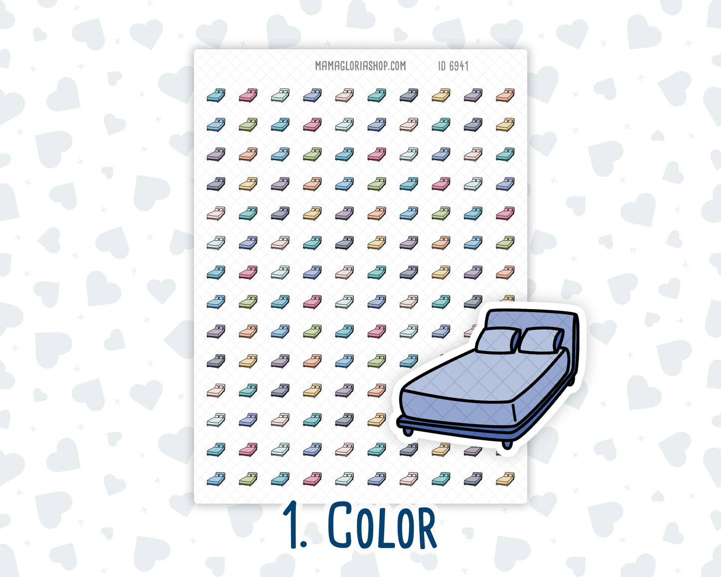 Bed- Bedroom - Sleep Tracker - Doodle Icon-Sticker