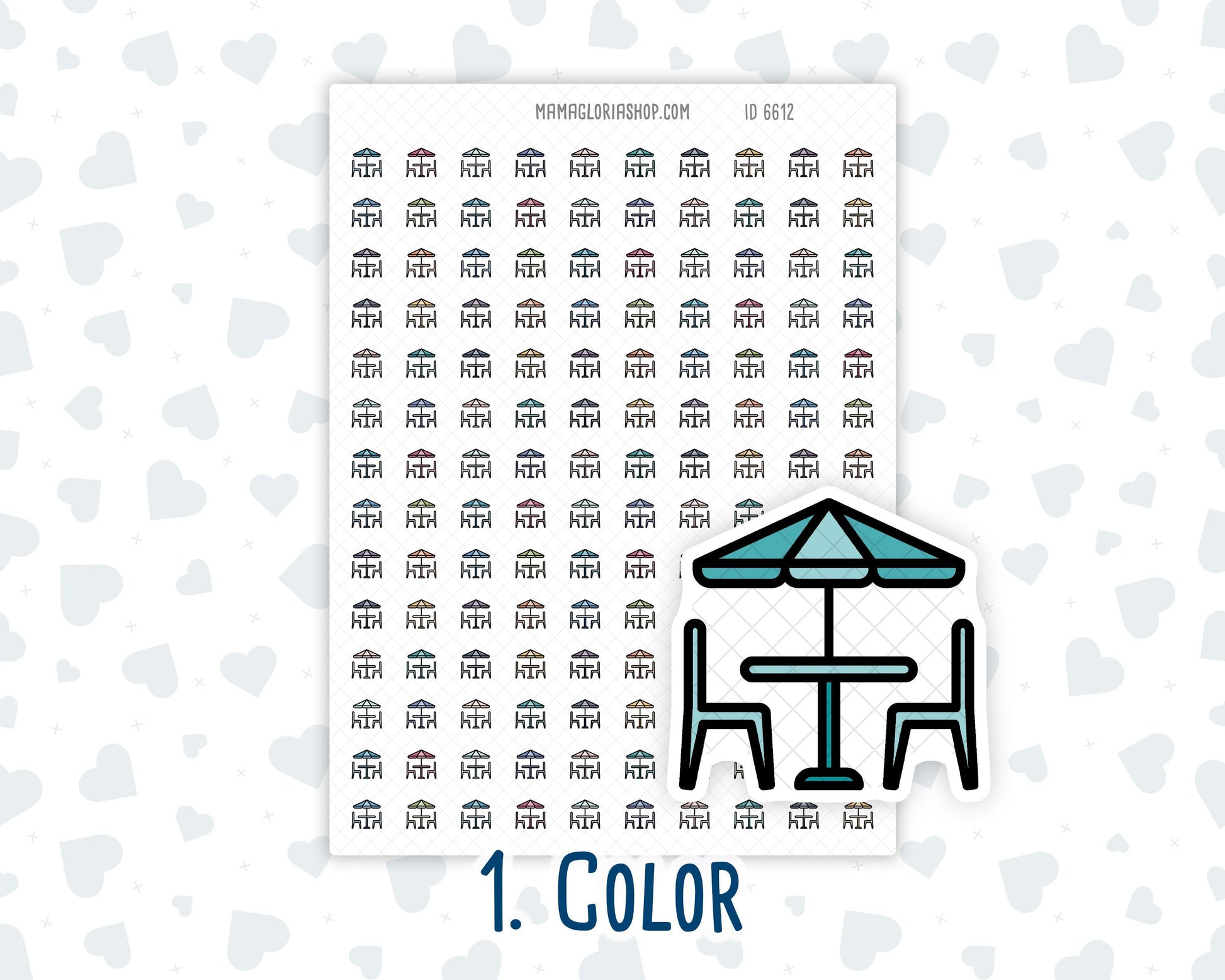 Outdoor Dining - Patio Set - Doodle Icon-Sticker