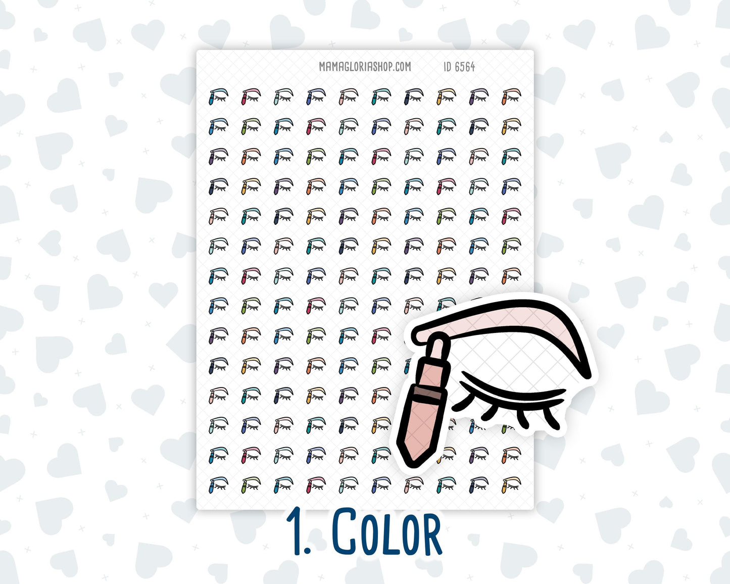 Lash & Brow - Eye Makeup - Makeup Routine - Doodle Icon-Sticker