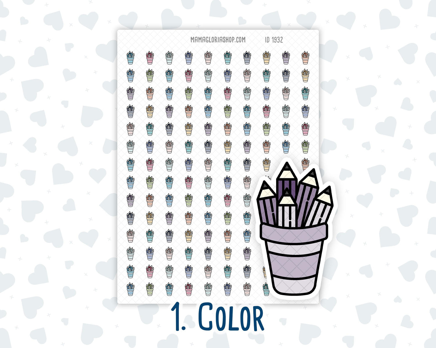 Stationery - Pencils in Cup - Desk Organizer - Doodle Icon-Sticker