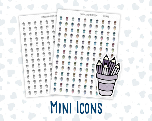 Stationery - Pencils in Cup - Desk Organizer - Doodle Icon-Sticker