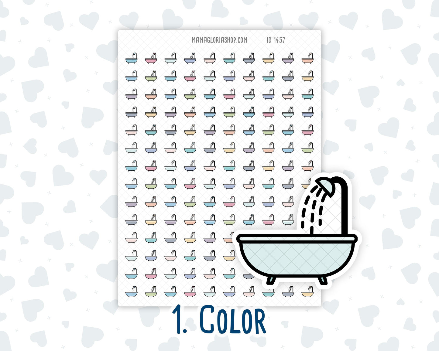 Bathtub - Take a Shower - Relaxation - Spa Day - Doodle Icon-Sticker